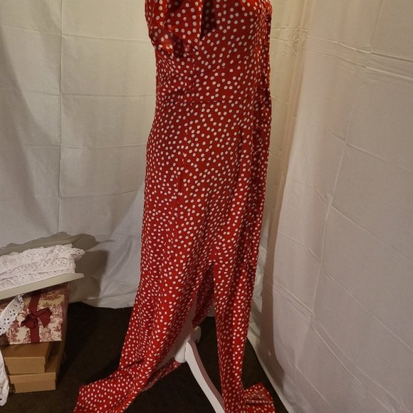 💋❤️Miss Selfridge Red & White Dot Button Down Maxi Dress Size 8 - Picture 5 of 12
